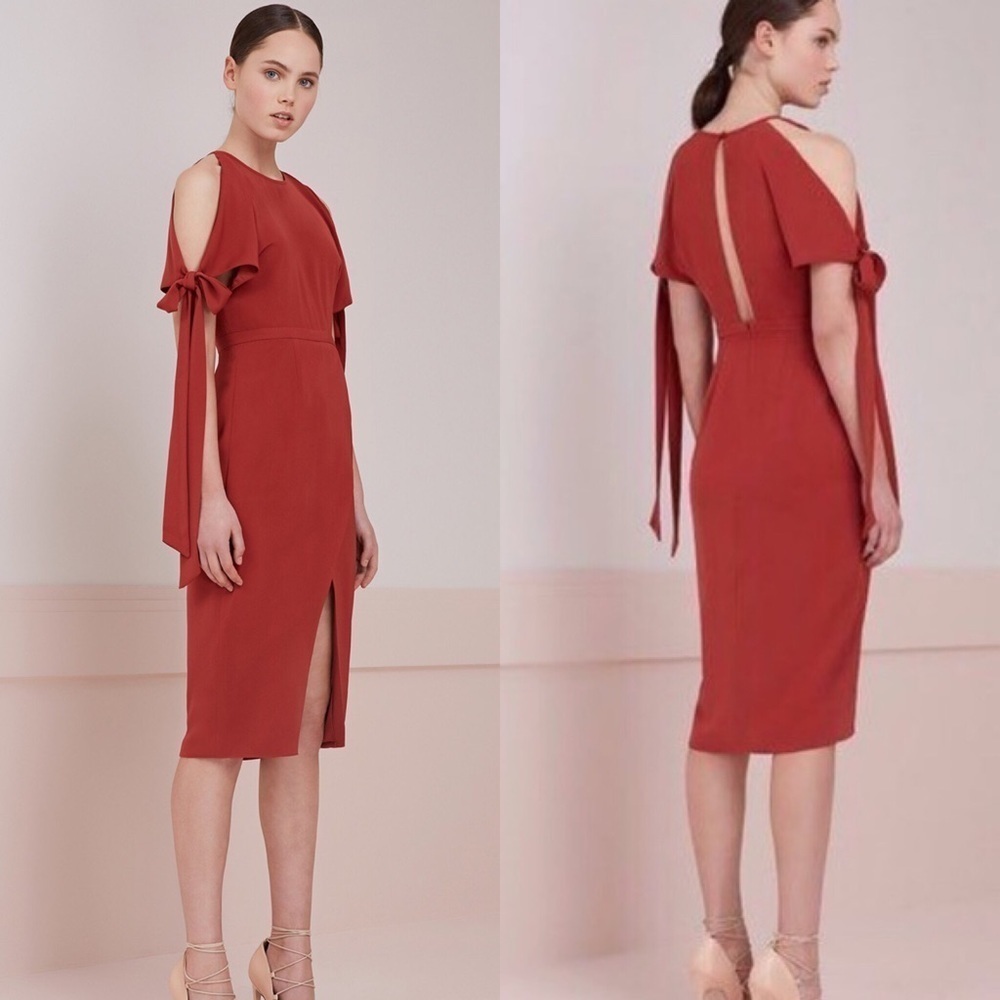 KEEPSAKE the Label Two Minds Tie Sleeve Midi Dress Size XXS